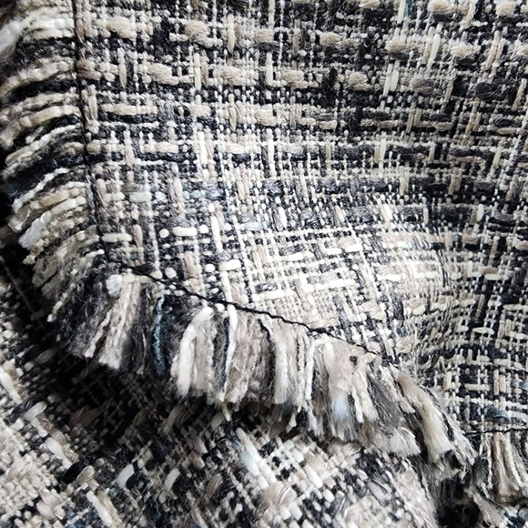 Anne Klein Wool Blend Tweed Jacket Shawl Scarf Collar Luxe Modern Coastal Chic M - Picture 8 of 14